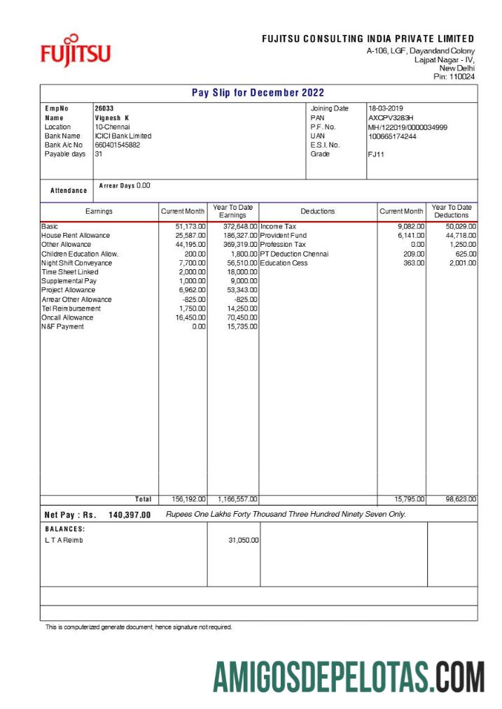 Em branco Modelo de recibo de pagamento da Fujitsu Consulting India em formatos Word e PDF.pdf, 1